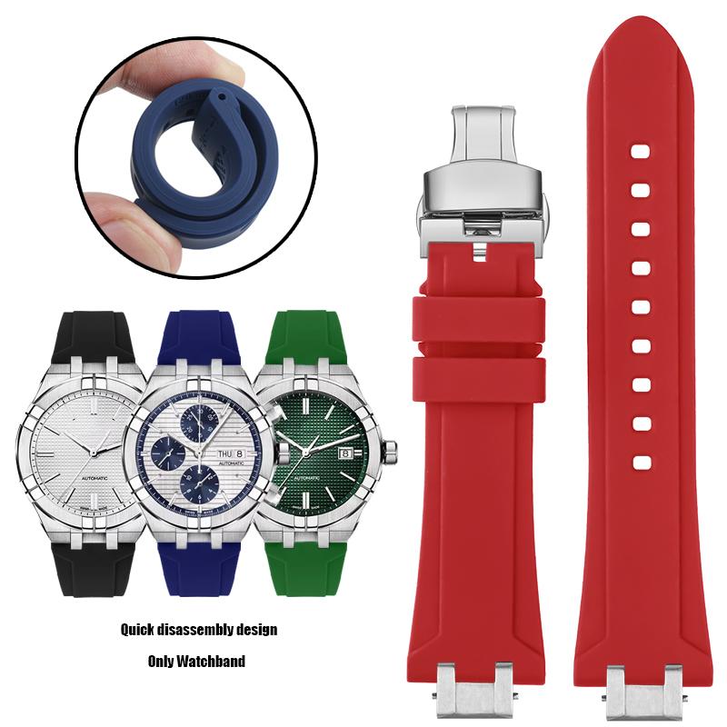 Für MAURICE LACROIX AIKON Gummiarmband-Steg AI6008 6038 6007 Armband Schnellverschluss Metall Stahlkopf Silikon Uhrenarmband