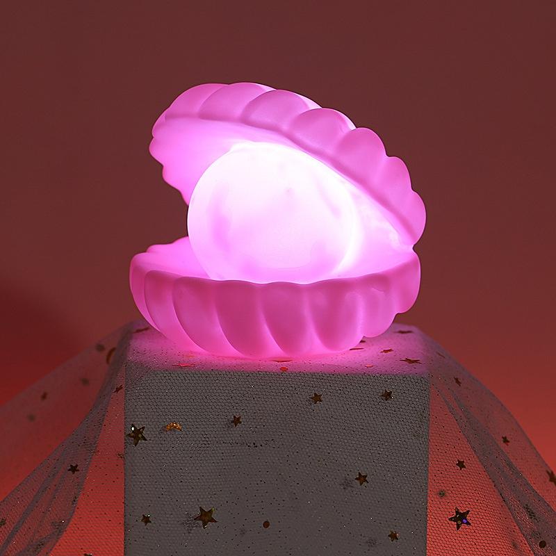 Mini Veilleuses LED Coquille de Perle pour Bébé Enfants Décoration Chambre à Coucher Lampes de Bureau Veilleuse Jouet Cadeaux de Noël pour le Nouvel An