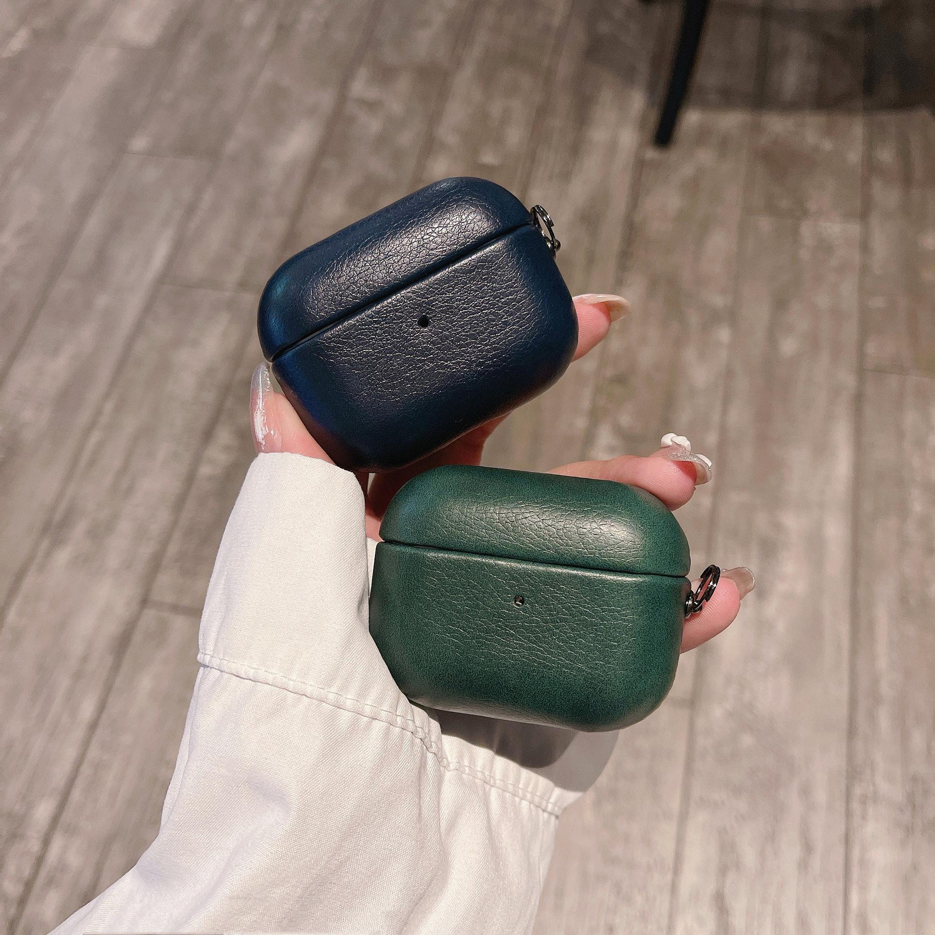 

Водонепроникний захисний чохол у стилі шкіри для AirPods Pro 2 AirPods Pro 3 зелений