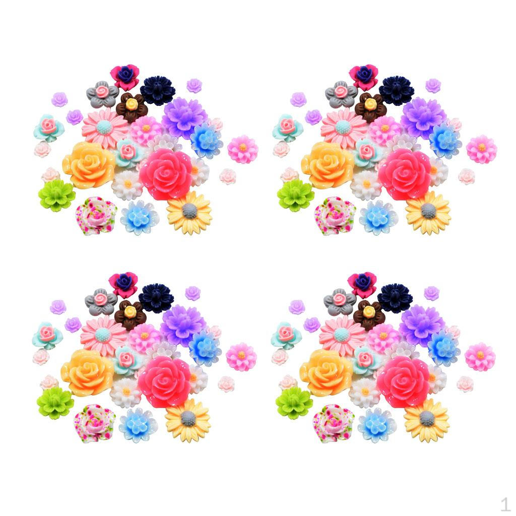 200x Resin Flowers Colored Floral Button For Jewelry Making Phone Case