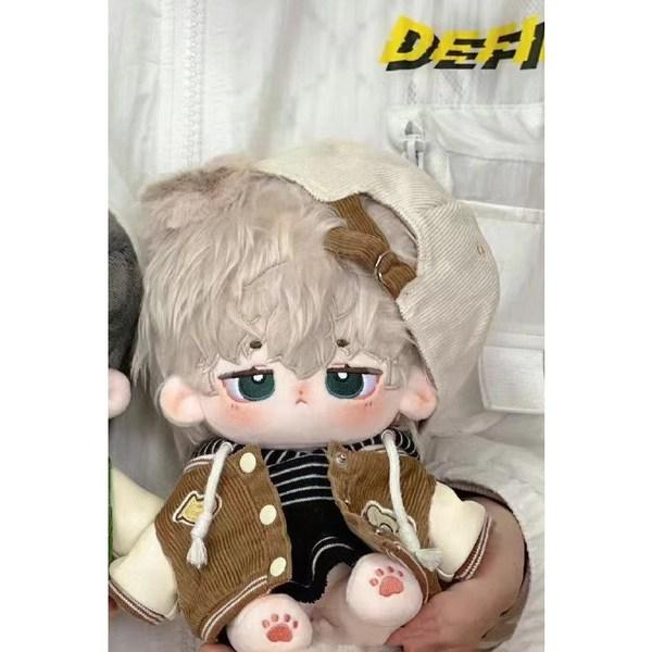 Mocha Doll 20cm Cotton Doll Clothes Golden Baseball Jumper Non-attribute Idol Doll, Khaki, Popular Toys for Korean Children