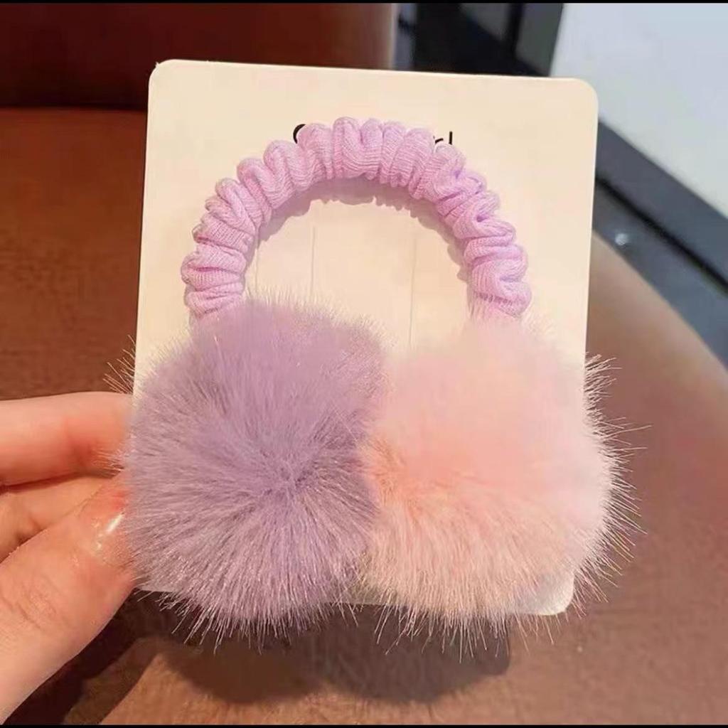 Autumn/Winter Plush Ball Hair Tie - Korean Style Princess Girl Fur Headband