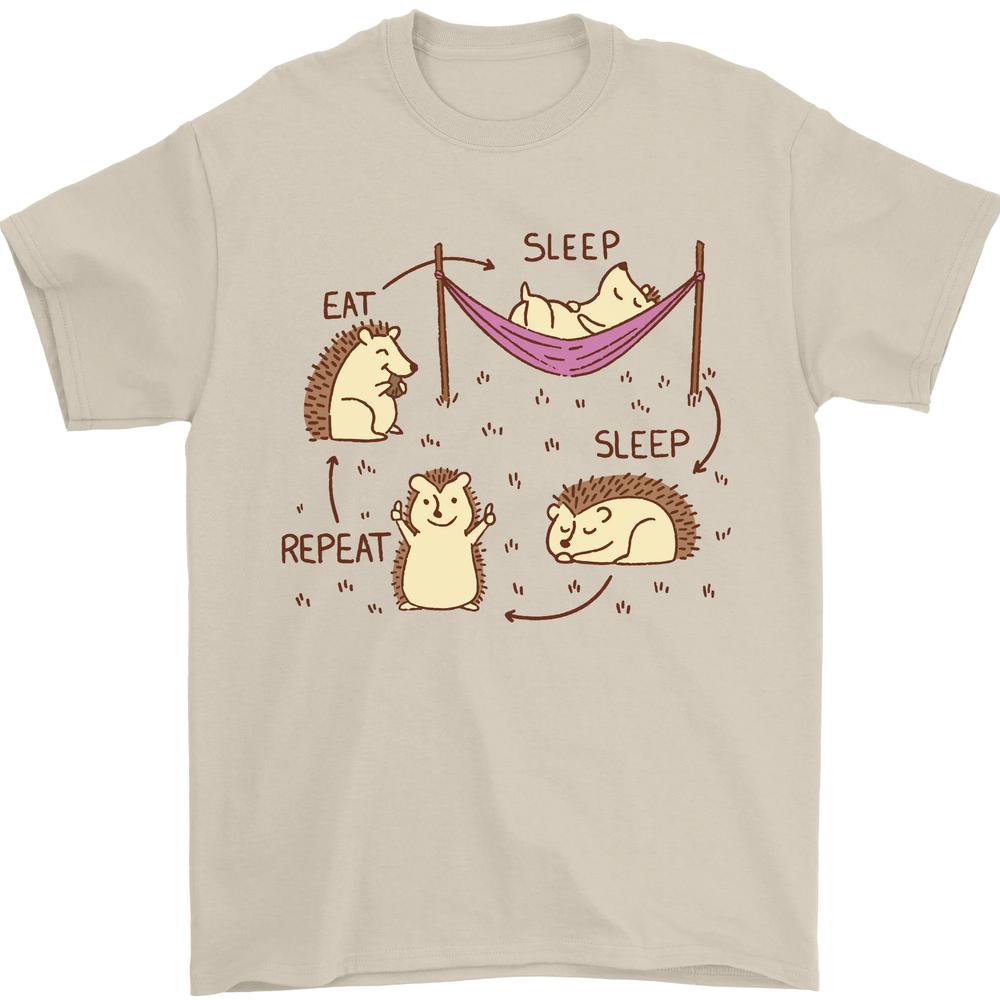 Funny Hedgehog Eat Sleep Repeat Lover Unisexs TShirt 100 Cotton