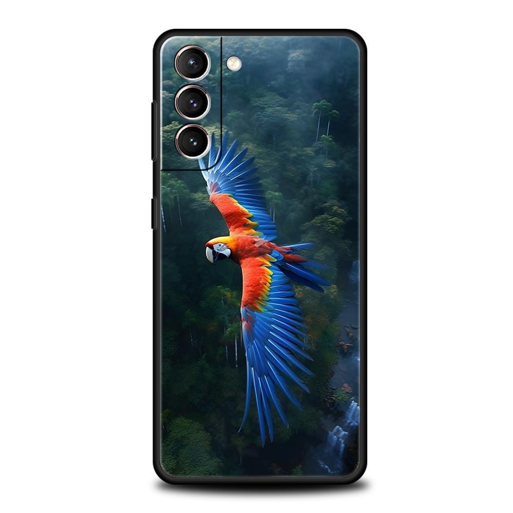 Custodia per Telefono Uccello Pappagallo Per Samsung Galaxy S26 Ultra S25 Plus S24 FE S23 S22 5G S21 S20 Cover Nera Morbida