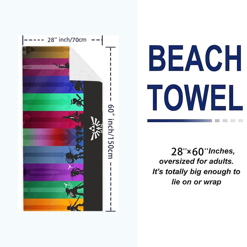Game Legend of Zelda Print Beach Towel, Large Soft Quick Dry Towel for Beach Camping Swimming