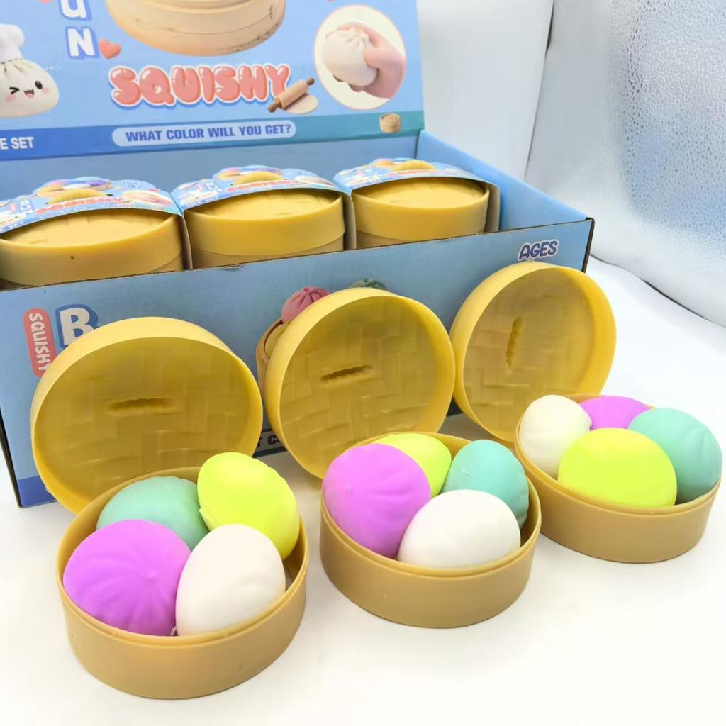 4 Stück Teigtaschen Squishy Set: Maltose Textur Langsamer Rückprall Stressball, Ästhetisches Taba Quetschspielzeug, Sensorisches Büro-Entlastungsspielzeug, Neu
