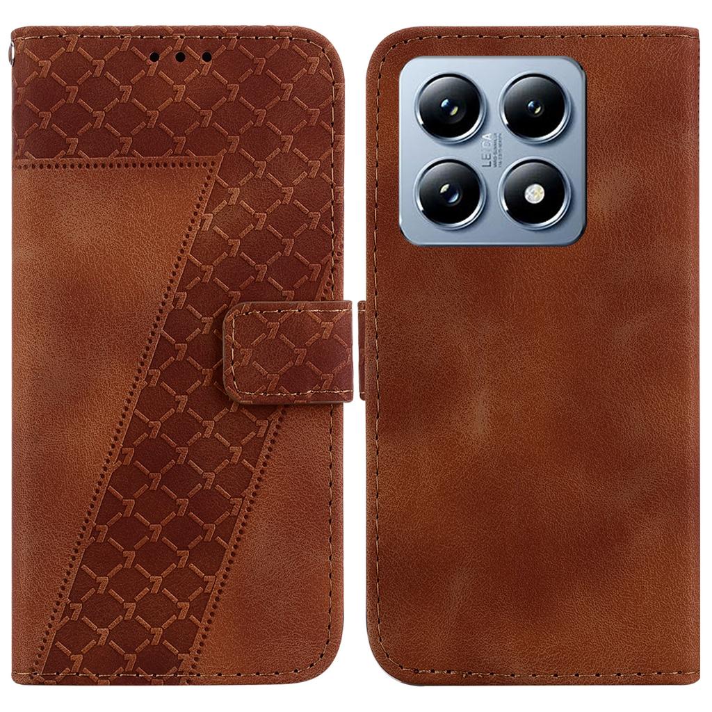 For Xiaomi 14T Stand Case 7-Shaped Pattern Imprint Leather Phone Cover