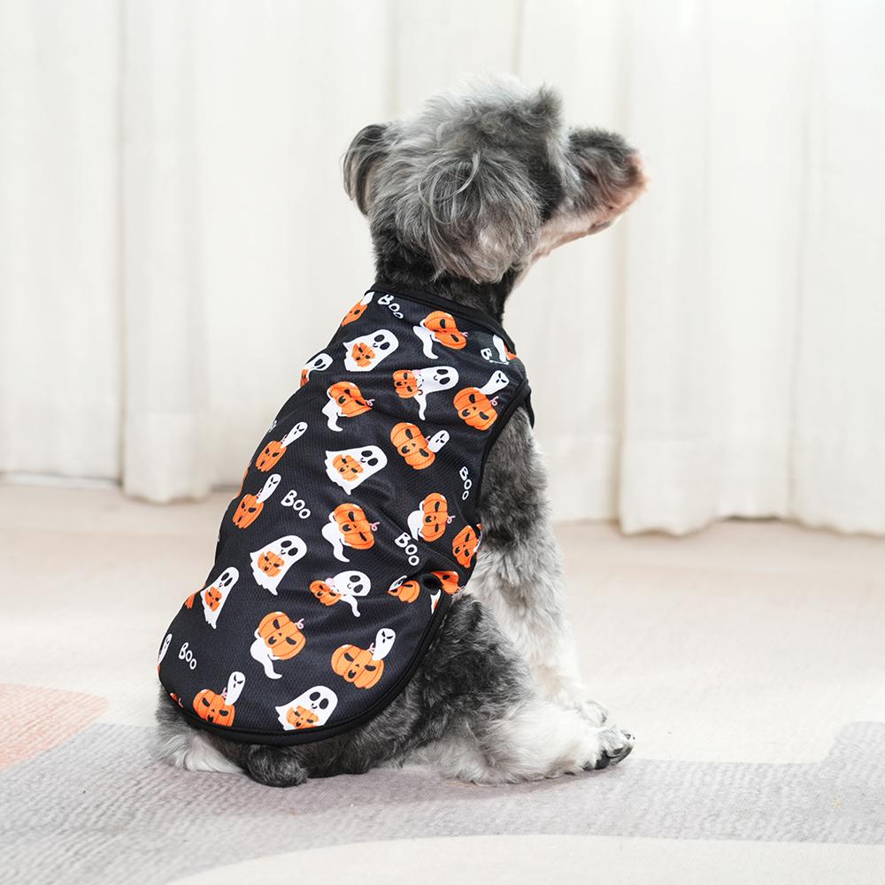 Halloween Dog Vest Small Dogs Clothes Fashion Festival Pumpkin Print Costume Puppy T-shirt Cats Pullover French Bulldog Outfits Pet Supplies
