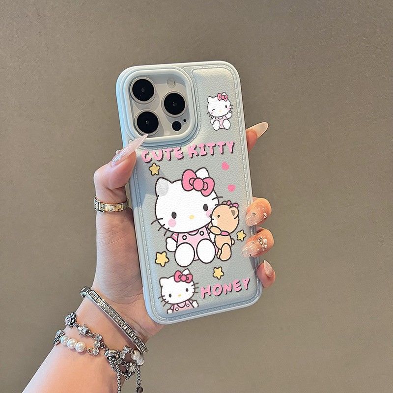Hello Kitty is suitable for Apple 17 mobile phone case iphone16pro15/14 anti-drop 1312 leather pattern large hole painting