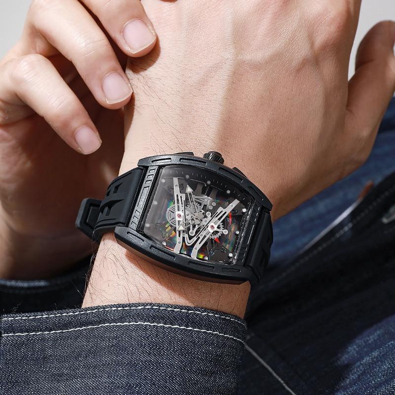 Barrel Richard Hollow Fashion Men's Watch Men's Watch Silicone Strap Watch Quartz Watch