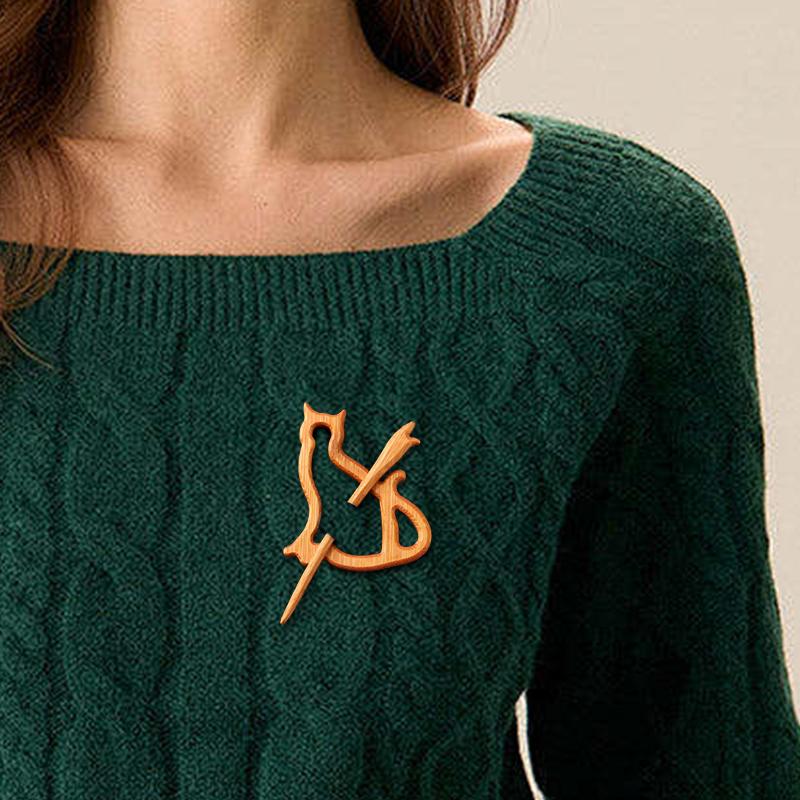 1PC Knitted Fabric Buckle Exquisite Clothing Accessories Rural Style Natural Style Sweater Buckle Elegant Wooden 10 Styles