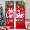 2pcs 2D Flat Printing Merry Christmas Popular Curtain Christmas and New Year 00 Polyester Without Electricity Birthday Party Use