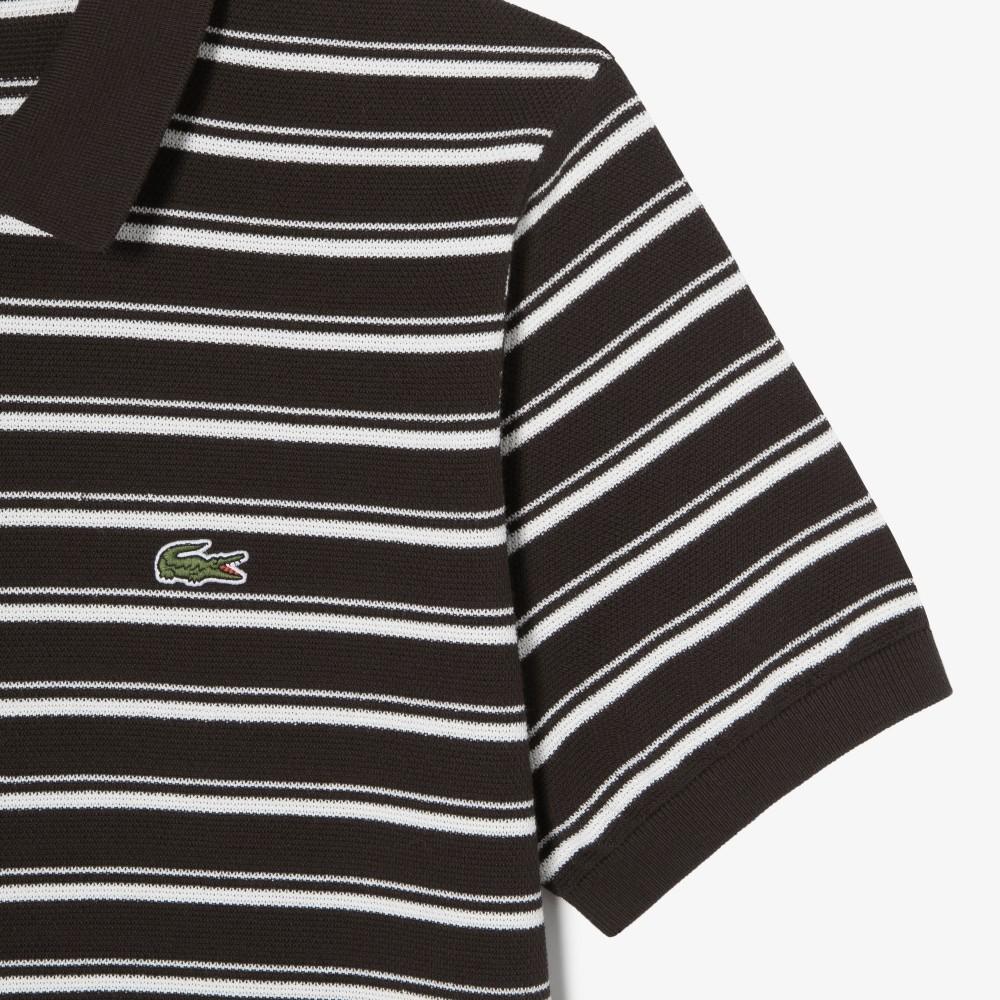 [lacoste] Men's Multi-Stripe Boucle Mix Short-Sleeve Sweater Polo Shirt PH578E-56G3LA