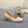 Mary Jane high heels French fairy single shoes 2025 new new Chinese style with skirt thick heel small fragrant shoes female