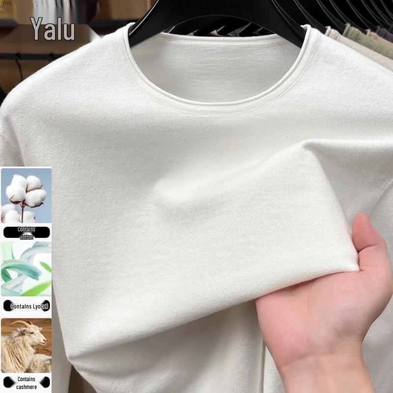 Yalu Men's Cashmere-Blend Crew Neck Thermal Knit Sweater