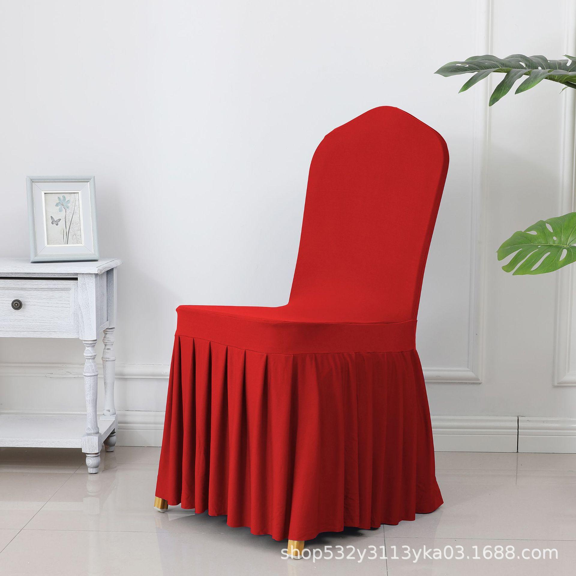 

Banquet Chair Cover Thickened Elastic Pleated Skirt Dining Chair Cover Wedding Hotel Party Venue Decoration Simple and Versatile 53x40x40cm красный
