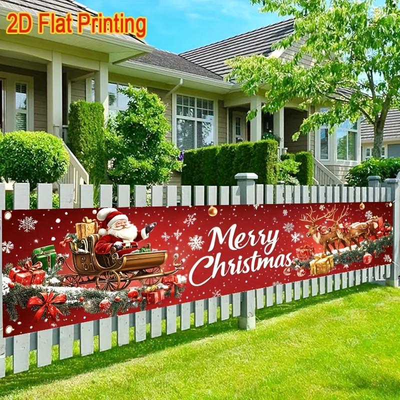 Merry Christmas Festive Lawn Yard Banner, Outdoor Holiday Welcome Front Porch Fence Decor