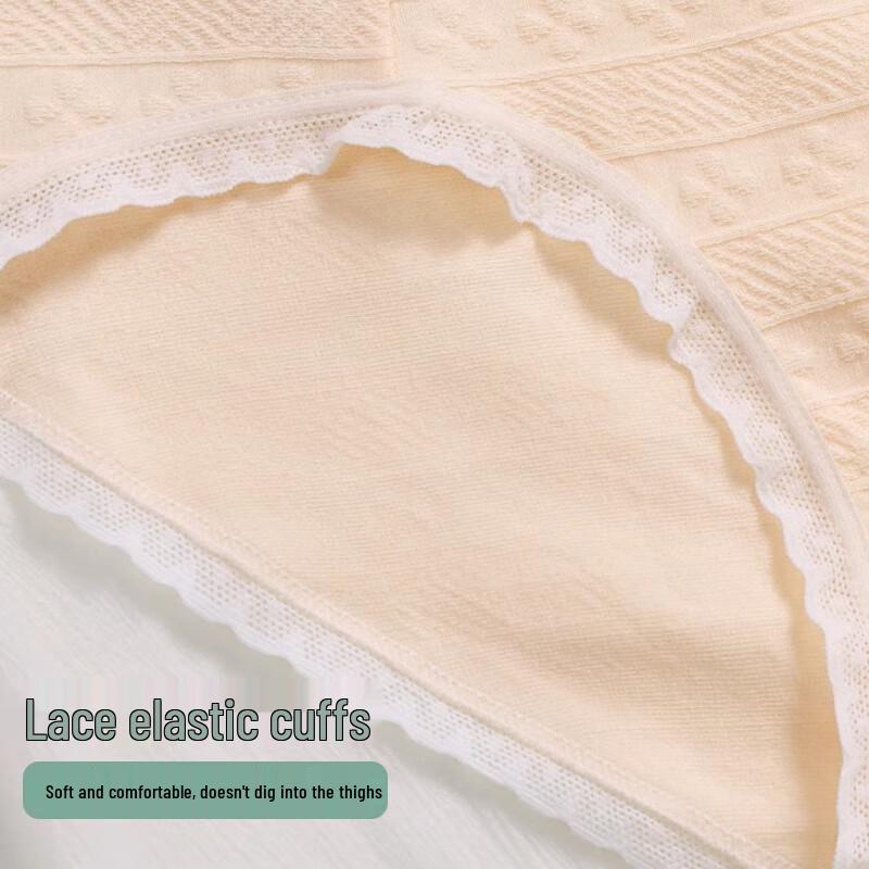 FitonTon Women's Pure Cotton 5A Antibacterial Mid-Waist Seamless Breathable Briefs (5-Pack)