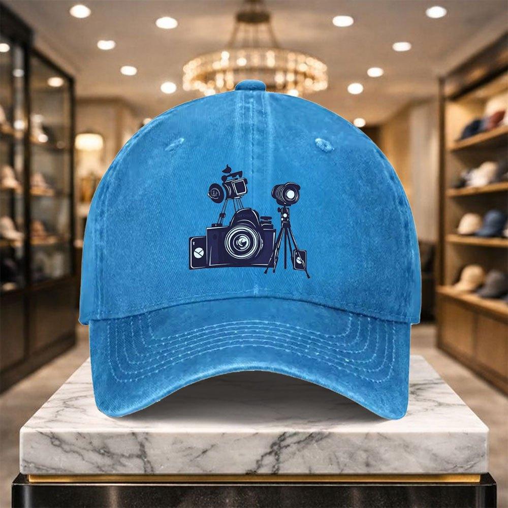Vintage Camera Baseball Cap Adjustable Street Hat for Outdoor Sports Casual Wear