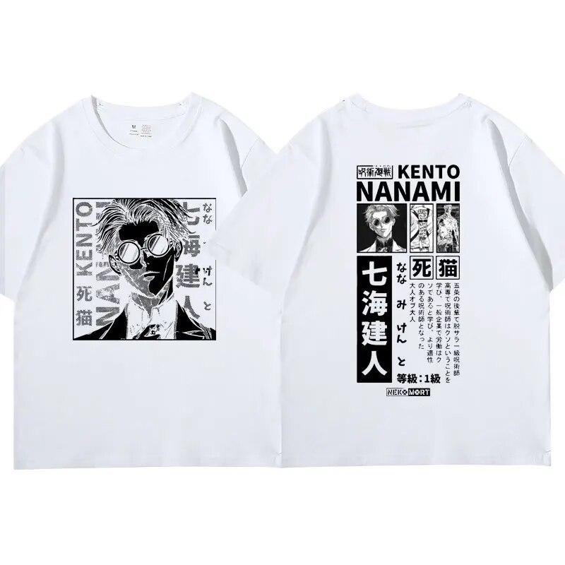 Anime Jujutsu Kaisen T-Shirt Japanisches Unisexga Nanami Kento Kurzarm-T-Shirts Unisex 100 % Baumwolle Lässiges übergroßes T-Shirt Unisex
