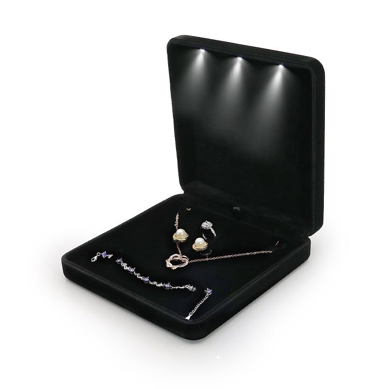 LED Light Jewelry Gift Box for Engagement Rings, Bracelets, Bangles, and Necklaces
