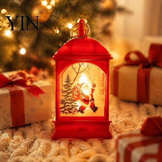 Storytelling Scene Light Vintage Christmas Lantern Night Light, Rectangular Glowing Tabletop Decor for Slender Design Bedside Lamp Mantel Party,