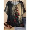 Top Tricou Casual cu Mânecă Scurtă și Gât Rotund Vară Flori Vintage Tricou Femei Tie Dye Imprimare 3D Largă Modă Casual Gât în V