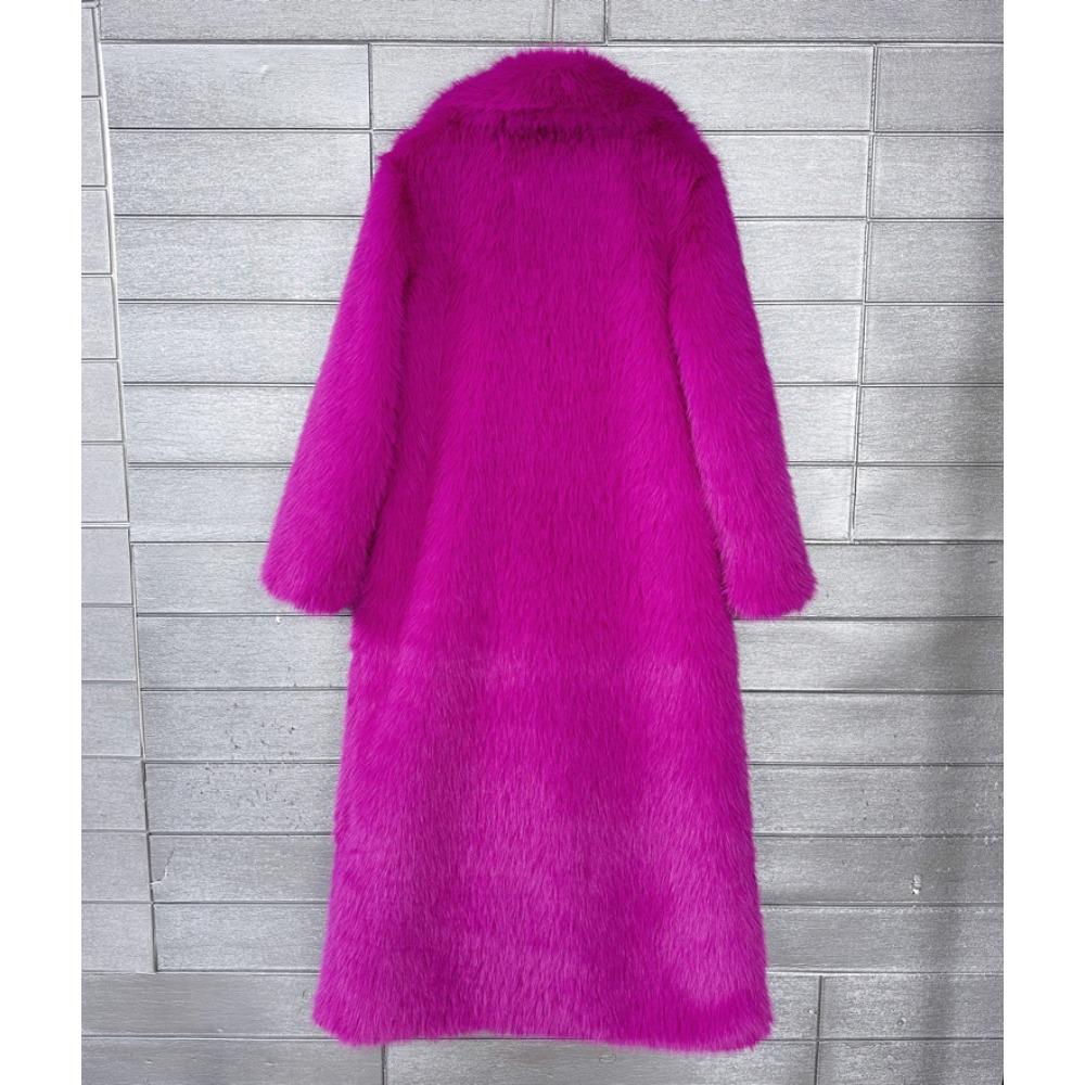 Cappotto in Pelliccia Sintetica da Donna, Pelliccia Sintetica, Modello Lungo, con Collo Imbottito, Cappotto Invernale da Donna Extra Lungo