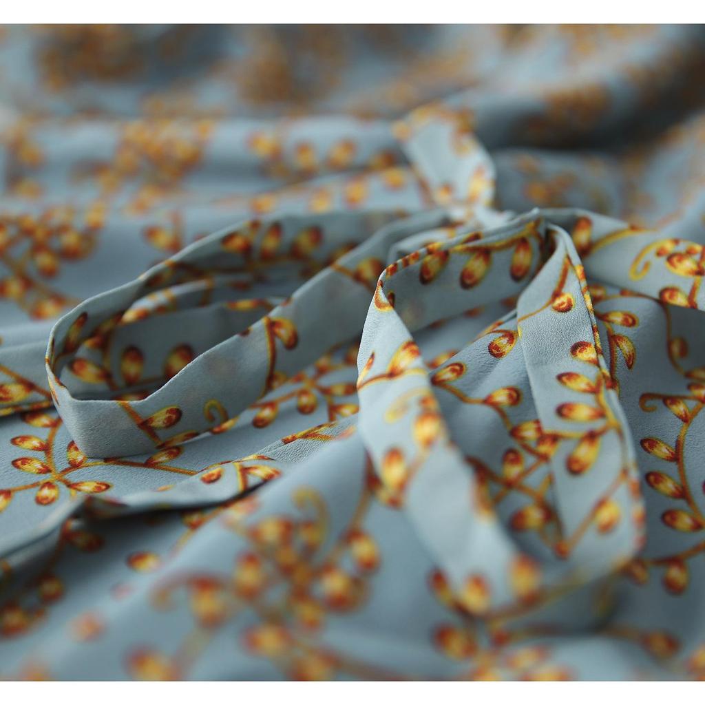 High-End Floral Mulberry Silk Mid-Length Dress