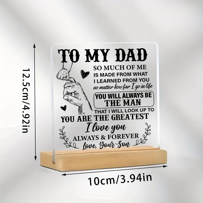 Heart-Holding Acrylic Plaque. Wooden Base, an Inspirational Gift for Dads & Special Occasions.
