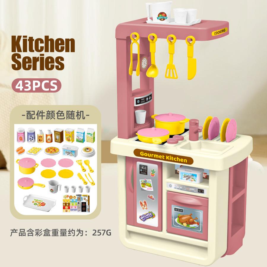 Kids Kitchen Playset Simulated Cooking Stove With Utensil Accessories Pretend Play Kitchen Toy Set For Toddlers Small Boys Girls