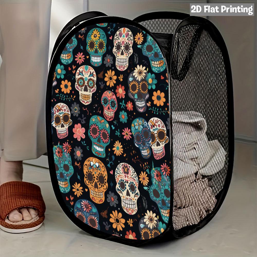 1Pcs Halloween Series 4 Pop-Up Laundry Hamper Expandable Mesh Hamper Basket for Room Bedroom Bathroom Organization Contemporary Storage