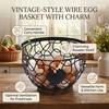 Wire Egg Basket Vintage Multifunctional Metal Egg Storage Basket with Handle for Vegetables Fruits