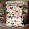 Heartful Whimsy Cat Theme Throw Blanket Custom Name Text Personalized Blanket Soft Cozy Blanket for Home Sofa Bed