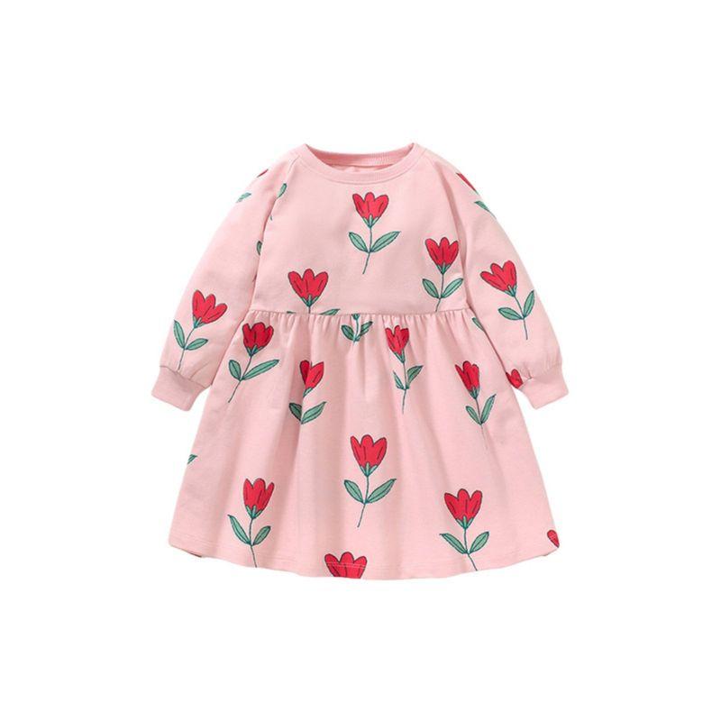 Children's Clothing Girls' Dress Spring and Autum 2023 New Pink Flower Knitted Skirt Baby Girl Princess Skirt
