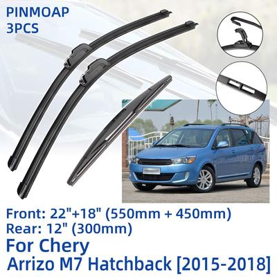 3PCS For Chery Arrizo M7 Hatchback 2015-2018 22"+18"+12" Front Rear Wiper Blades Windshield Windscreen Window Cutter Accessories 2015 2016 2017 2018