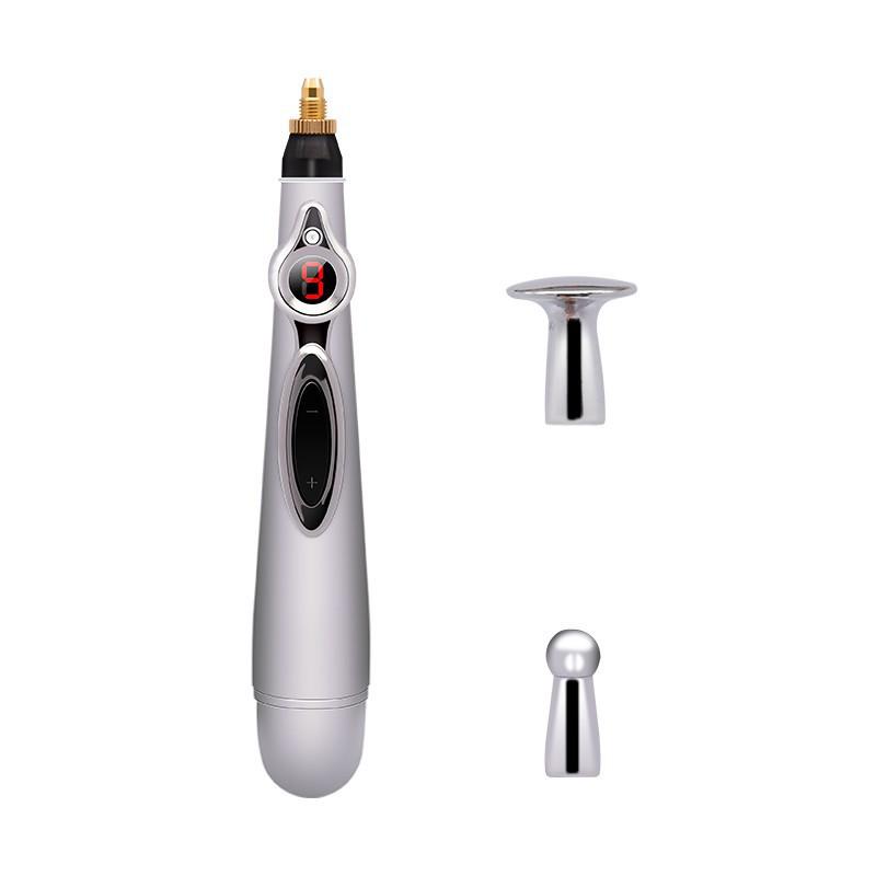 Meridian Pulse Acupressure Pen: 5-Head, 9-Level Intensity Acupuncture Massager with Red Light