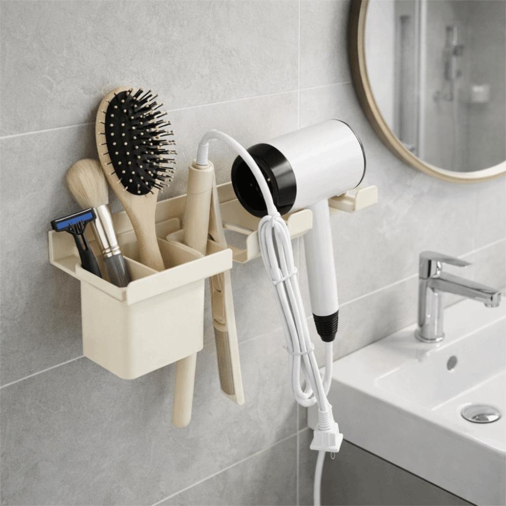 Space Saving Blow Dryer Hanger Carbon Steel Curling Iron Shelf Hair Dryer Holder  Hairbrush