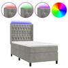 Exclusive House - Slat Bed Base Mattress LED Light Grey 80x200cm Velvet