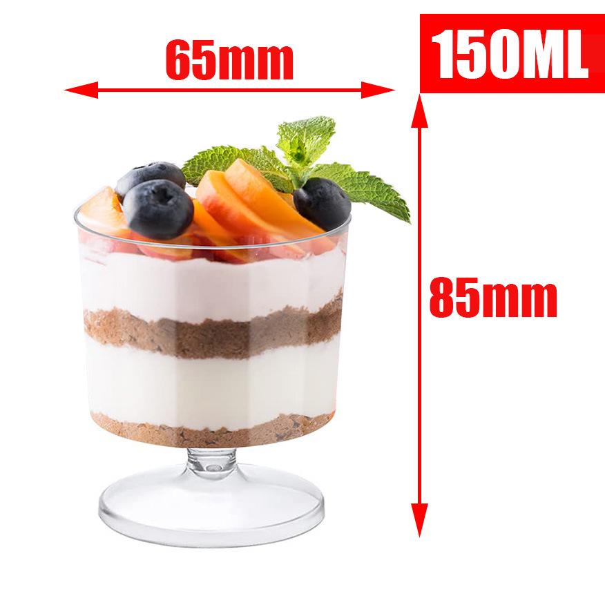 Disposable High-Stemmed Champagne Flute, Dessert Cup, Red Wine, and Cocktail Glass