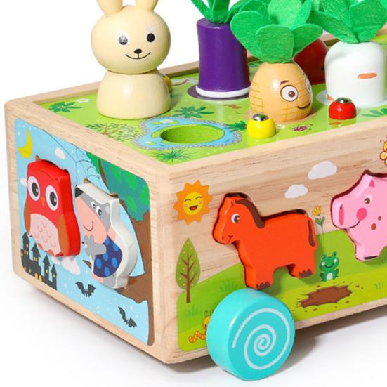 1 sada autíček ve tvaru farmy Sada dřevěných zvířátek Multifunkční párovací párovací bloky pro batolata