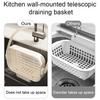 Yousheng Hanging Drain Basket, Foldable with Reinforced Handle Design, Retractable Waterproof Moisture-Proof Basket for Bathroom Kitchen