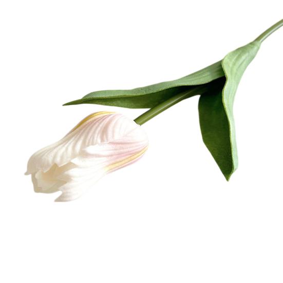 Artificial Tulip Flower Real Touch PU Faux Tulip Flower Stem with Leaves for Wedding Floral Arrangement Spring Home Office Table Decor