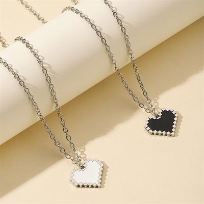 2 Love Pixel Lovers Girlfriends Simple Sweater Chain Necklace