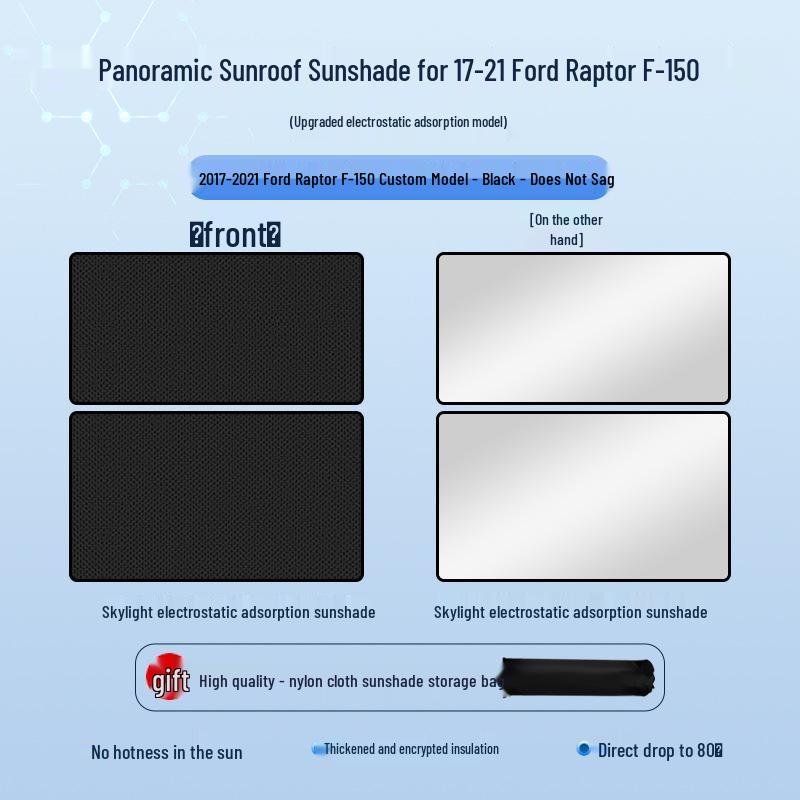 Sunshade Sunroof Cover for Ford 17-21 Raptor F-150: Heat Insulation & Privacy Protection