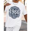 European Sizes Men's 1966 Retro Comfortable Color T-shirt-limited Edition Retro Pattern Print Loose Casual Street Style All Seasons White Bottom