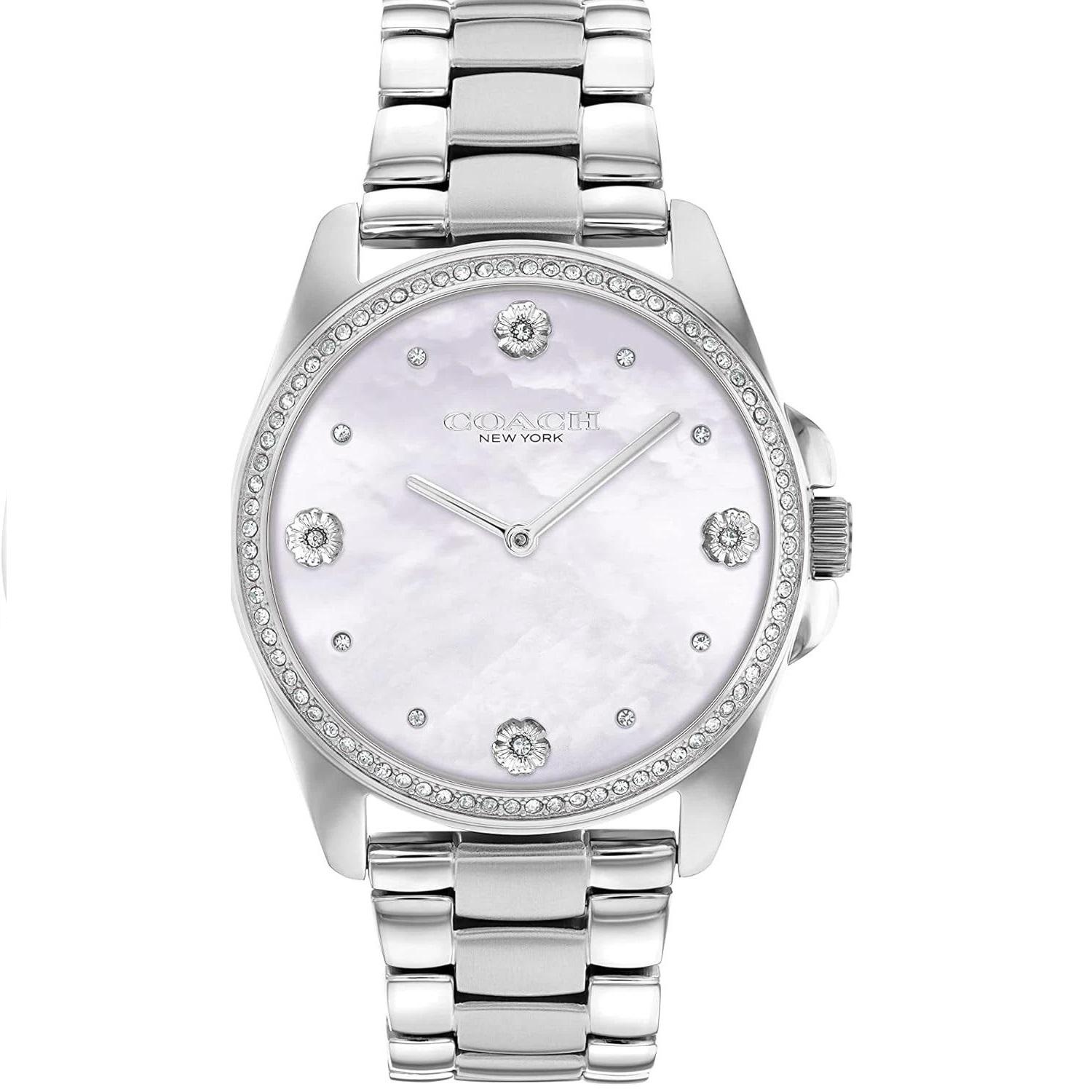 

Coach Ремешок из нержавеющей стали, Белый циферблат, Мужские кварцевые часы CA4108 серебряный