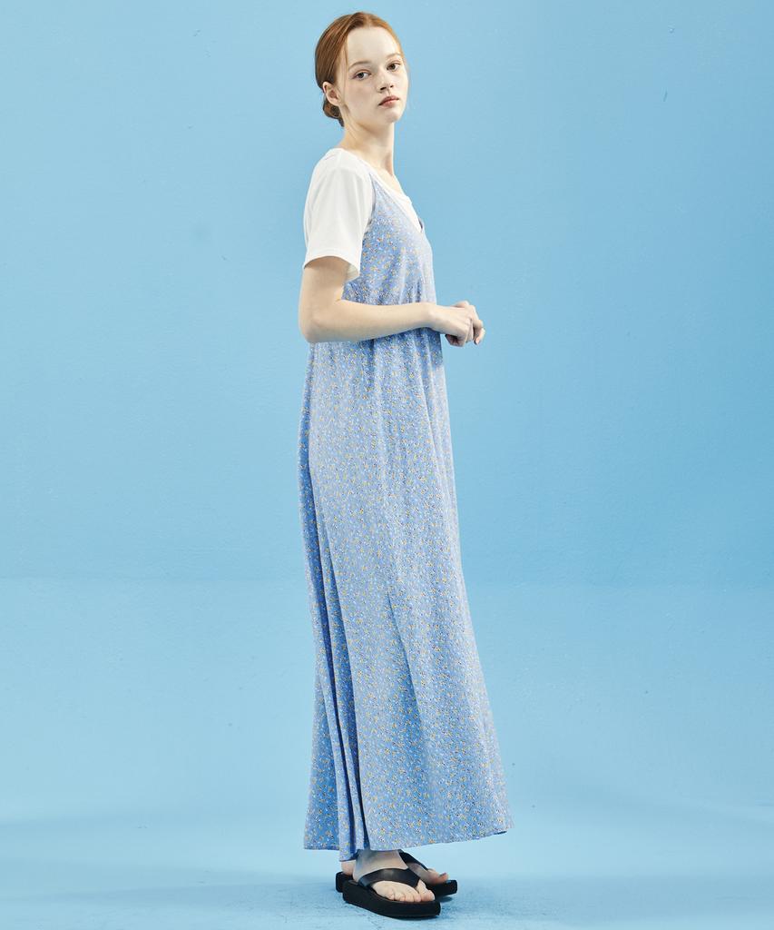 MANAVIS7 Small Floral Sleeveless Dress [Sky]