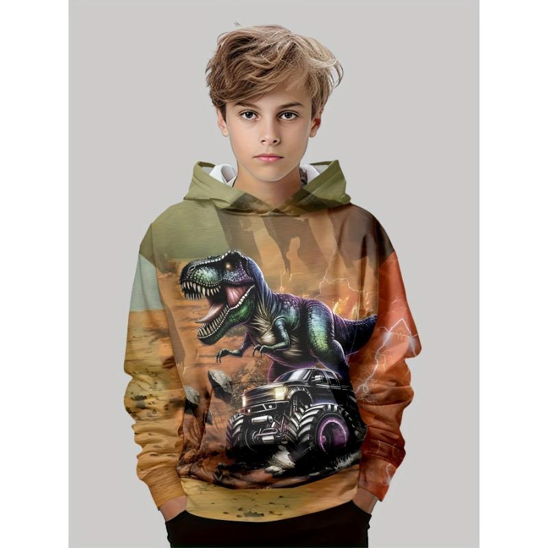 Kids Clothes Boys Hoodies Long Sleeve 3D Dinosaurs Print Children Spring Fall Clothes Casual Stylish Outdoor Boy Clothes Tops