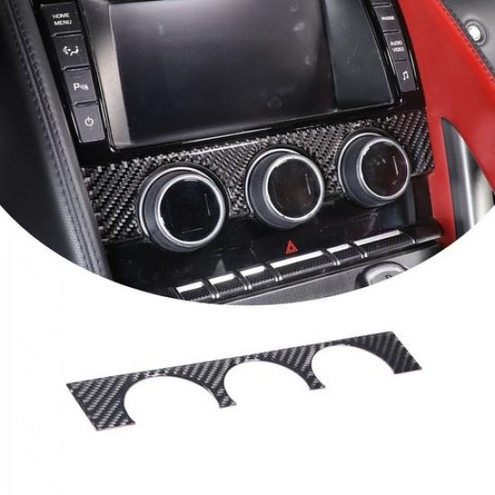 Black Carbon Fiber Center Control AC Panel Trim For Jaguar F-TYPE 2013-
